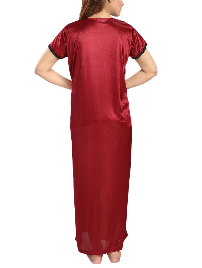 contrast piping lace detail nightgown - 15748130 - Standard Image - 2