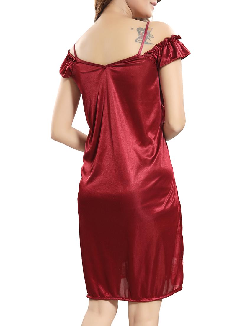 maroon solid sleepwear robe - 15748143 - Standard Image - 7