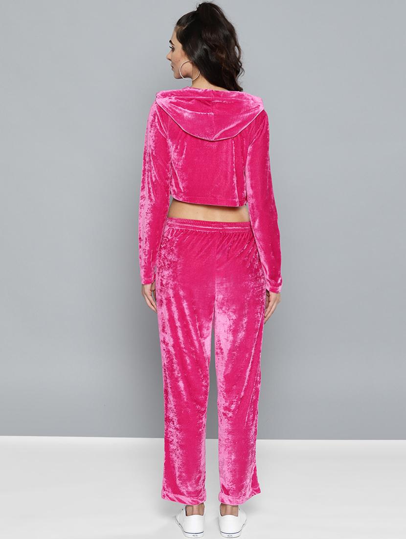 crop hooded velvet jacket & trouser set - 15748366 - Standard Image - 2