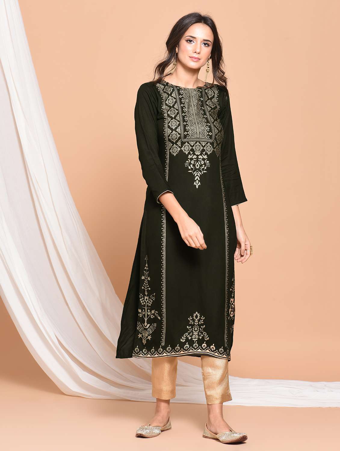 foil print straight kurta
