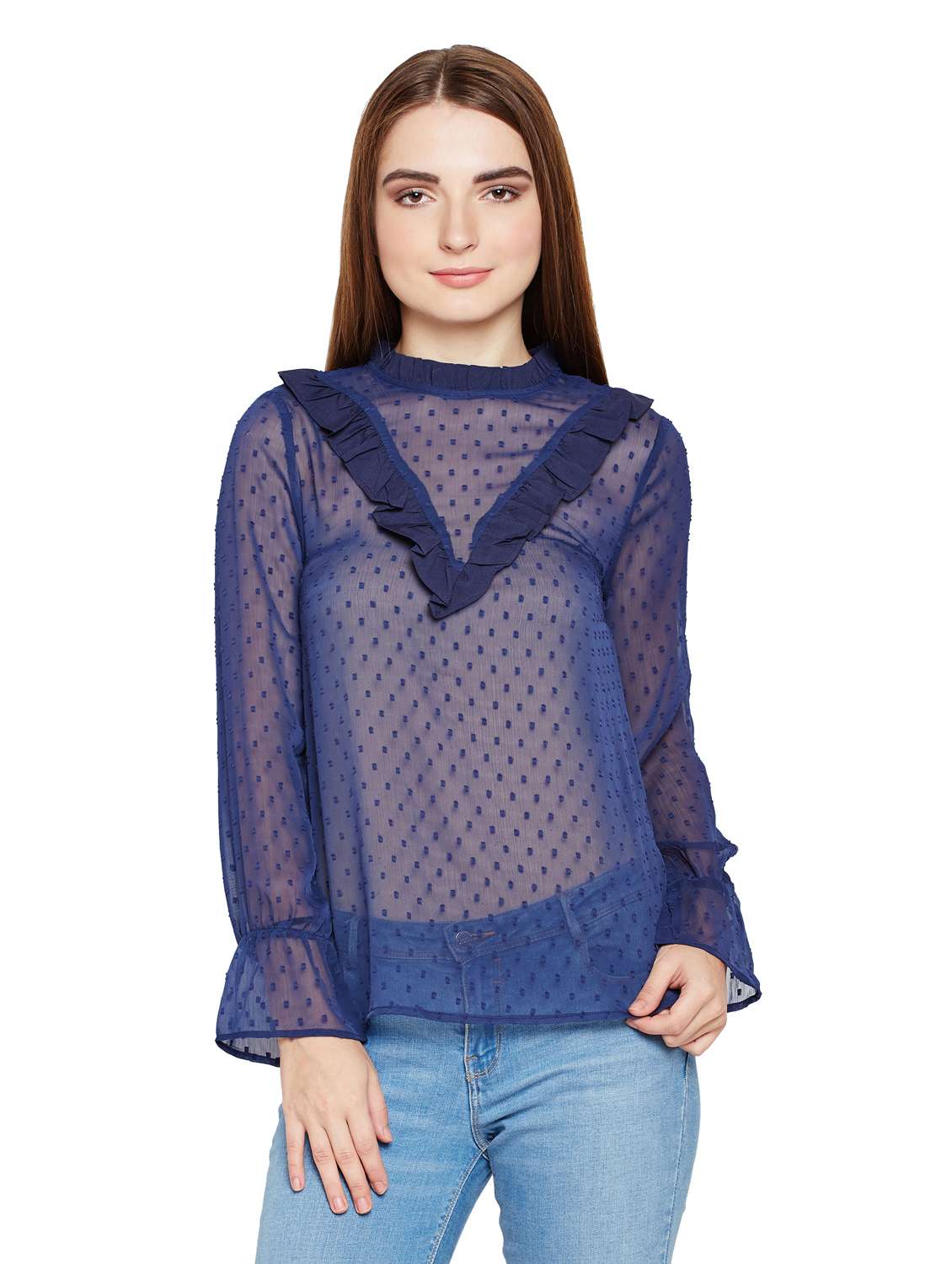 women's straight round neck top