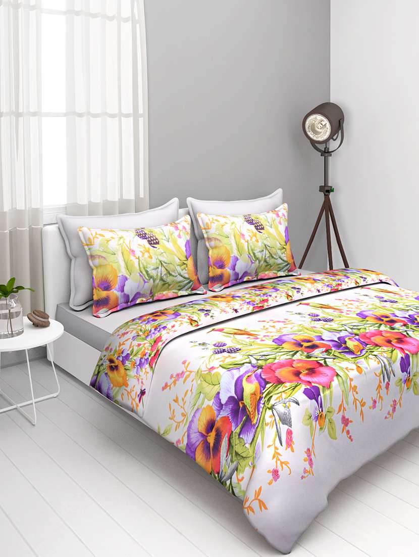 Cotton Double Bedsheet With 2 Pillow Covers
