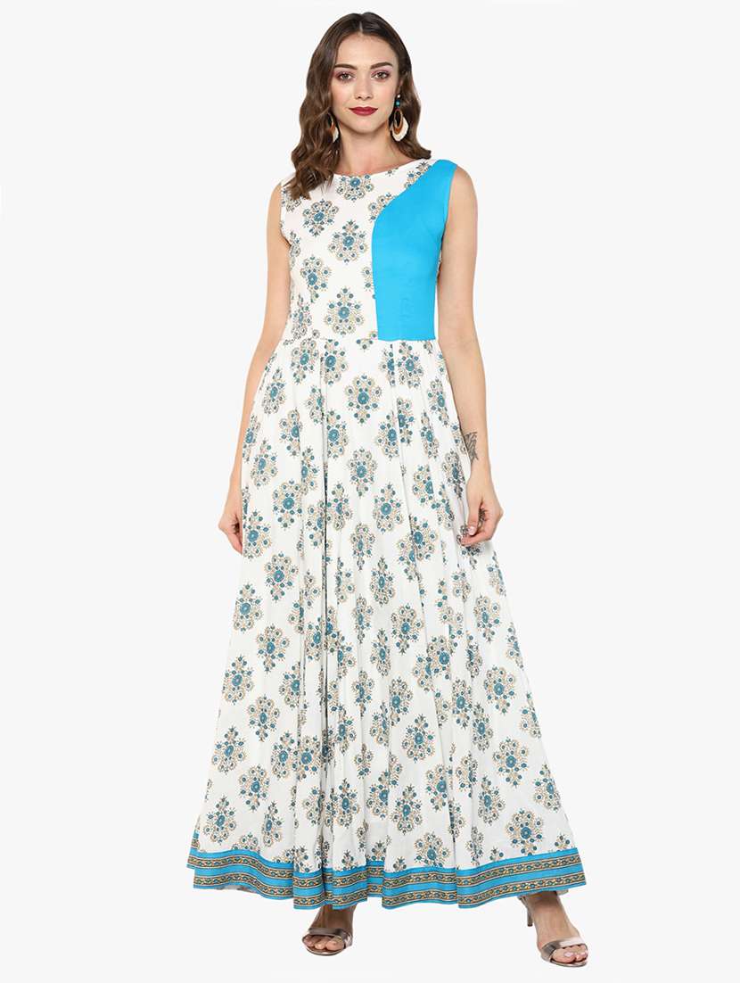 foil print flared kurta