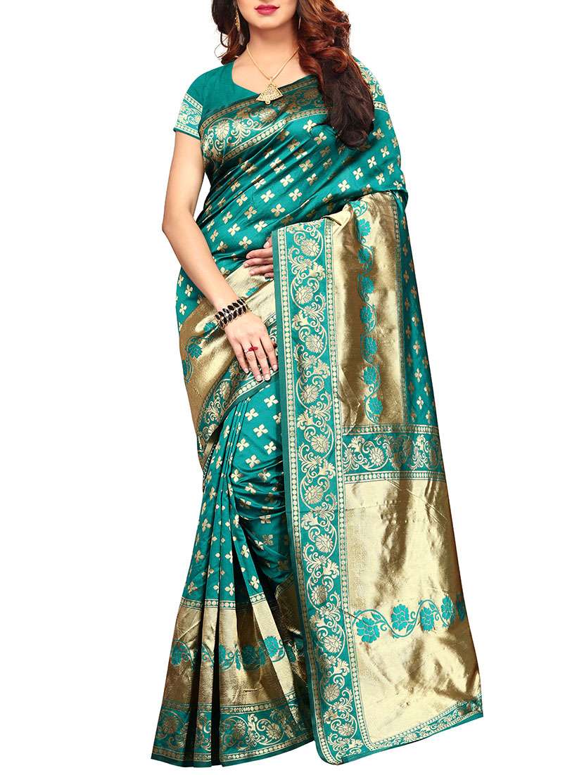 floral zari motif banarasi saree with blouse