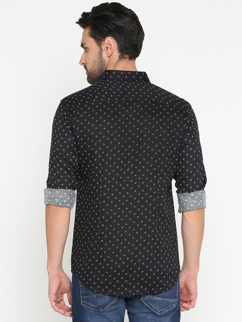 mens micro print casual shirt - 15759539 - Standard Image - 2
