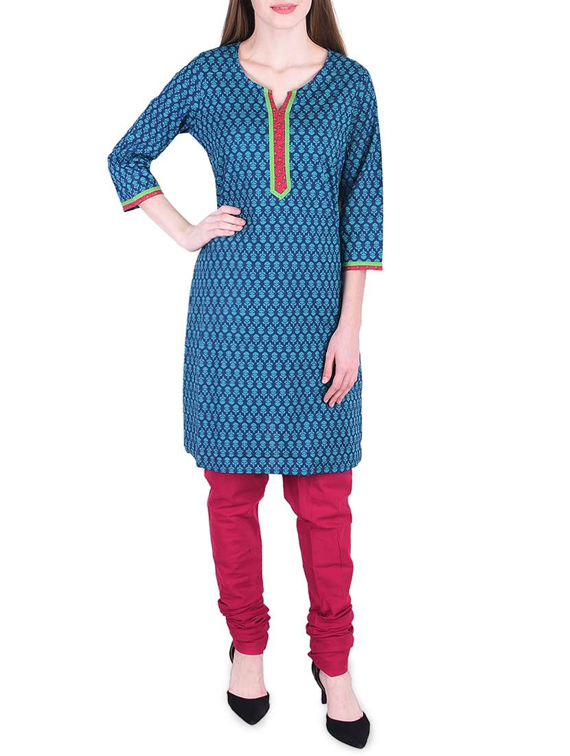floral printed kurta with churidaar