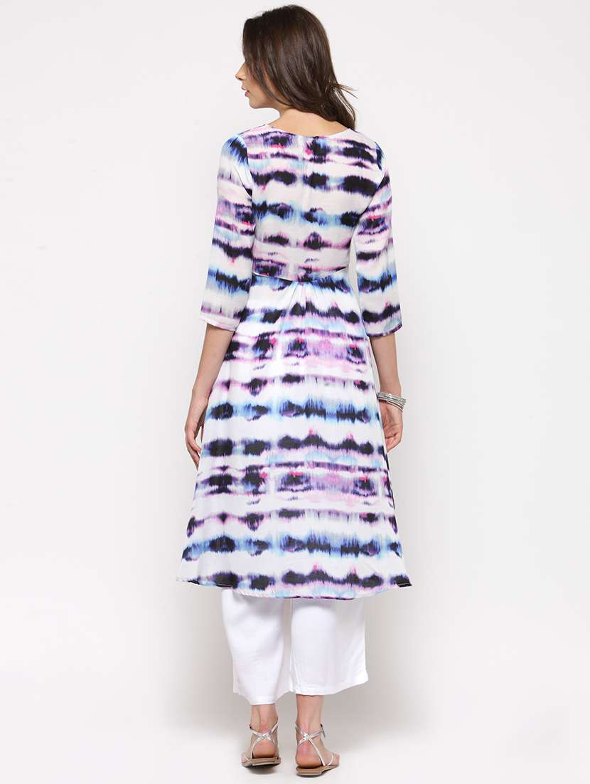 multi colored high-low kurta palazzo set - 15767047 -  Standard Image - 2