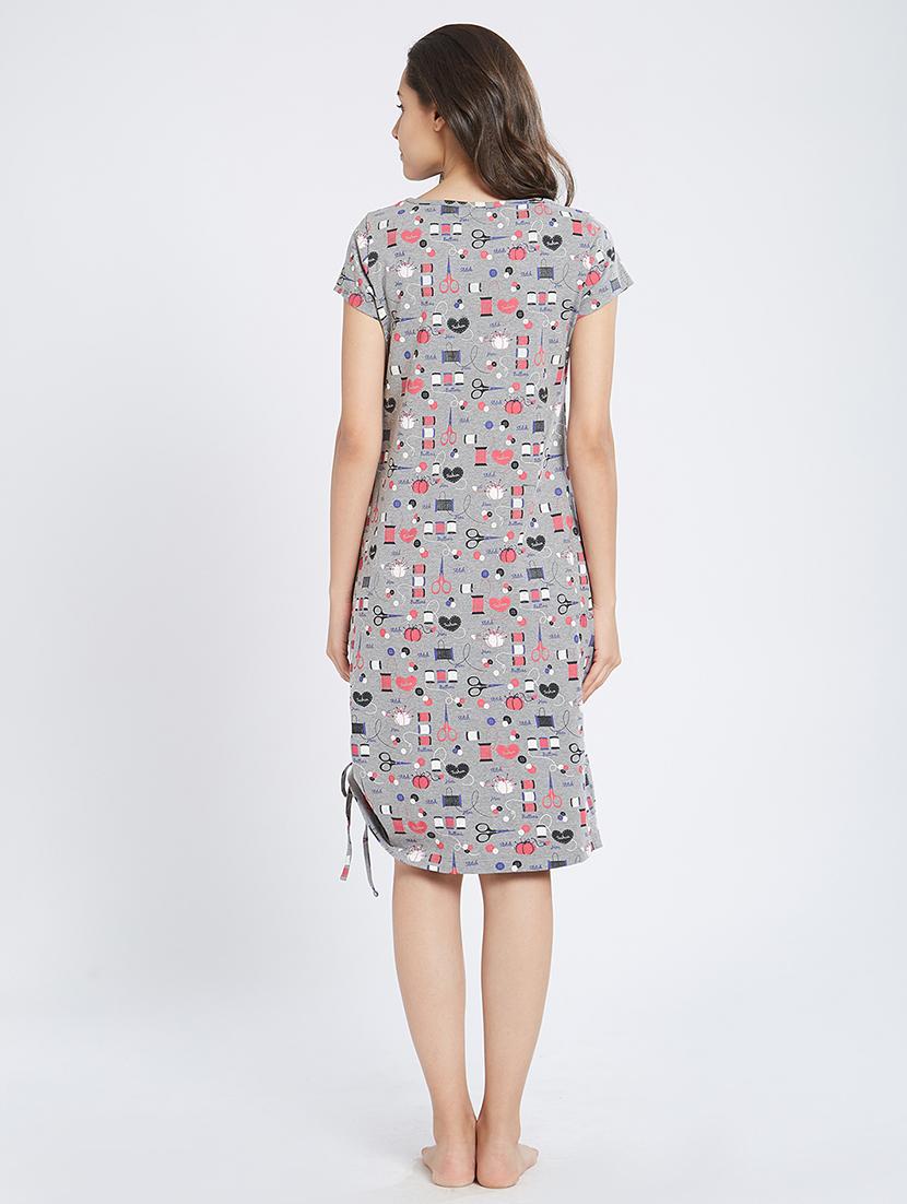 tie-up detail quirky print sleepshirt - 15769541 - Standard Image - 2