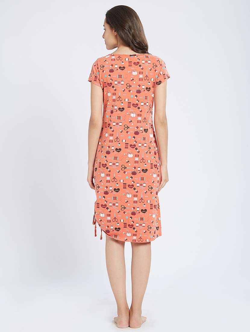 tie-up detail quirky print sleepshirt - 15769544 - Standard Image - 2