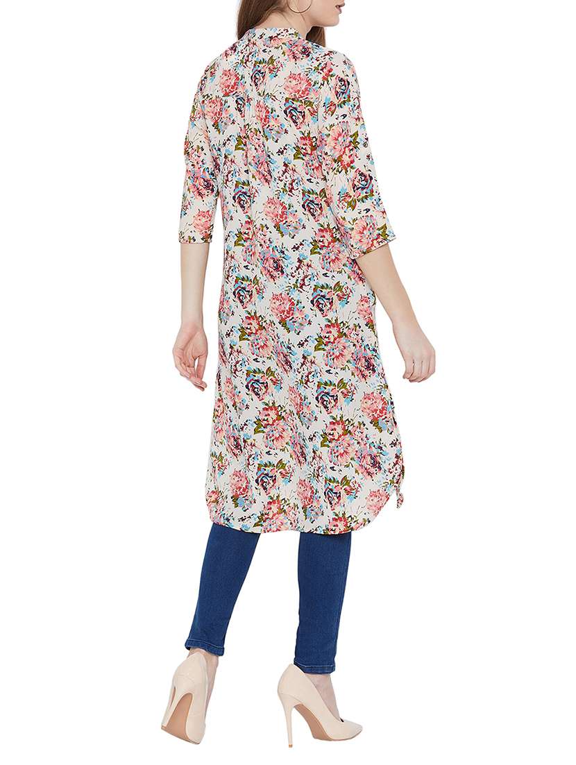 roll up sleeved floral tunic - 15772205 - Standard Image - 2