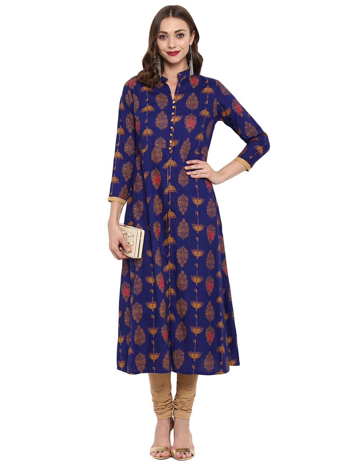 foil print a-line kurta