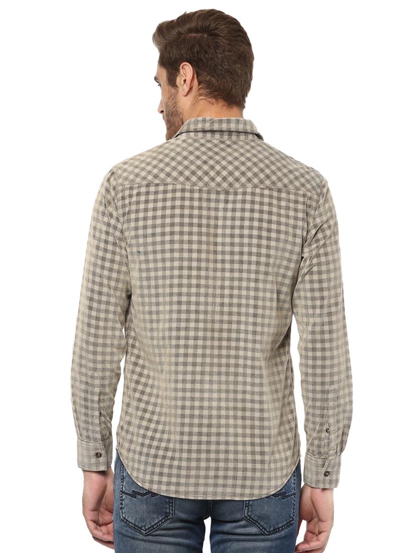 beige checkered casual shirt - 15772541 - Standard Image - 2