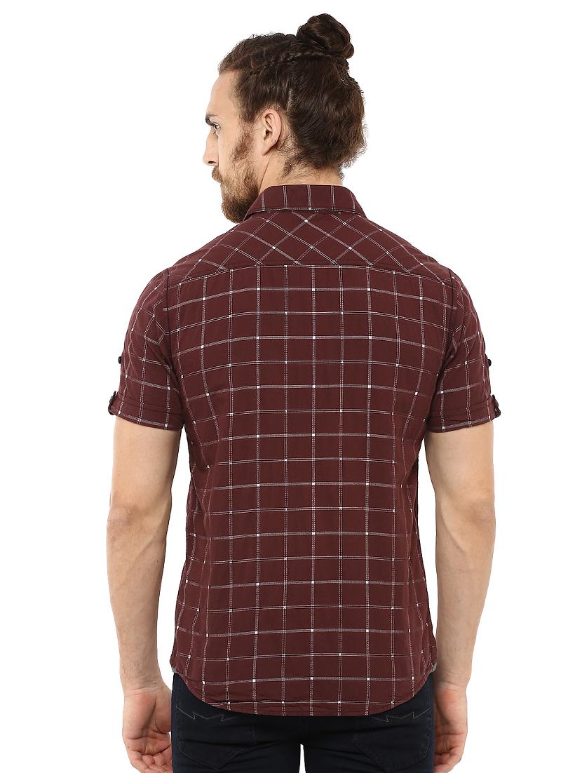 maroon checkered casual shirt - 15772647 - Standard Image - 2