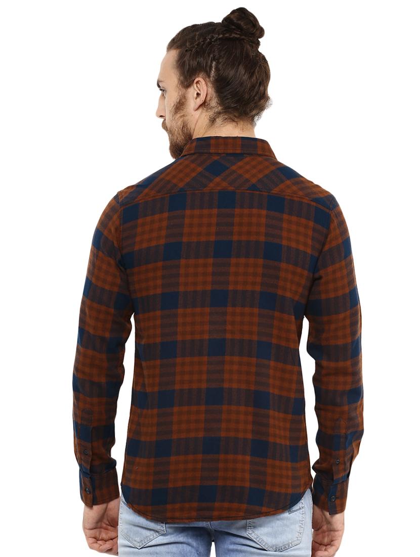 brown checkered casual shirt - 15772659 - Standard Image - 2