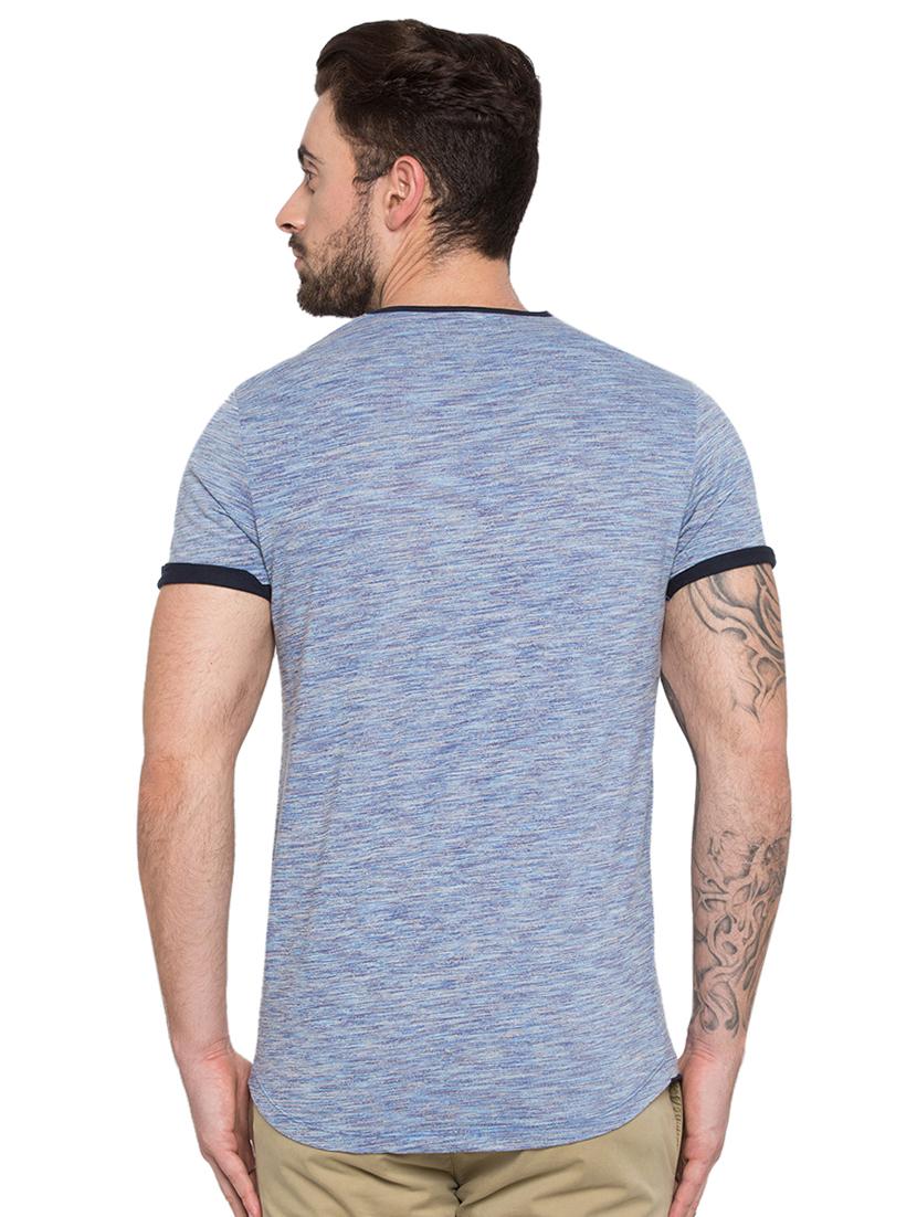 blue round neck short sleeves t-shirt - 15772825 - Standard Image - 2