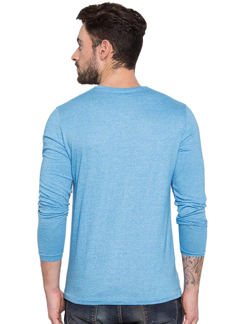 blue v-neck long sleeves t-shirt - 15772827 - Standard Image - 2