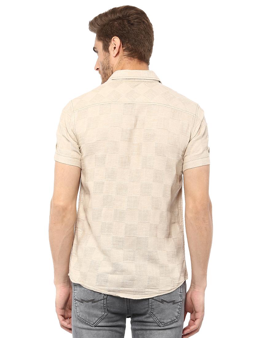 beige checkered casual shirt - 15772850 - Standard Image - 2