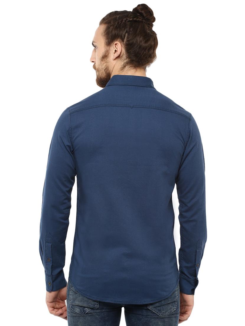 blue solid casual shirt - 15772868 - Standard Image - 2