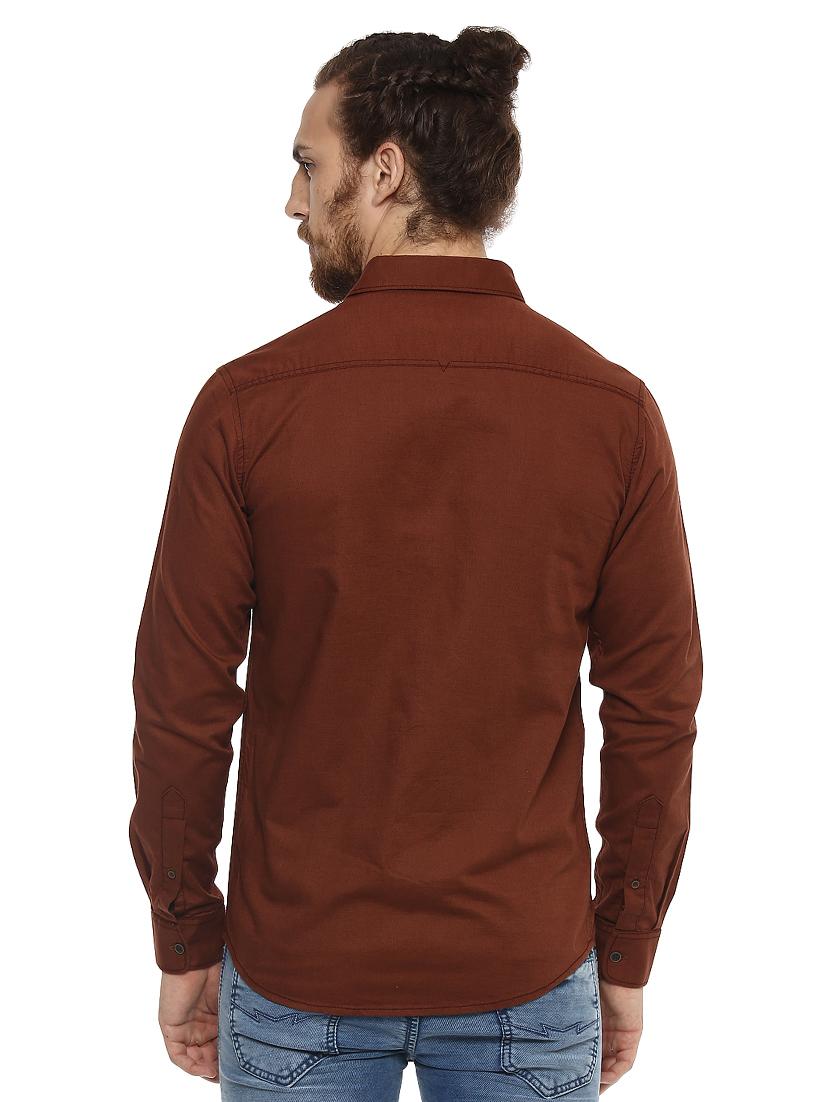 brown solid casual shirt - 15772870 - Standard Image - 2