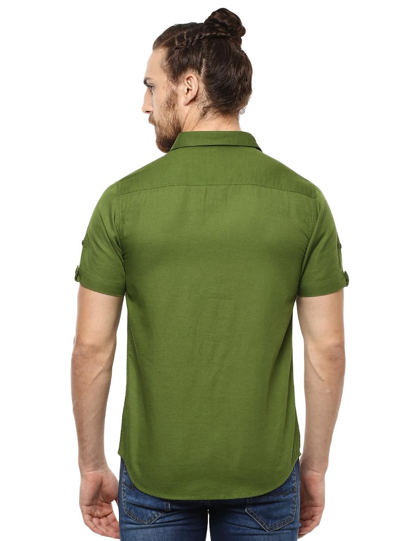 green solid casual shirt - 15772873 - Standard Image - 2