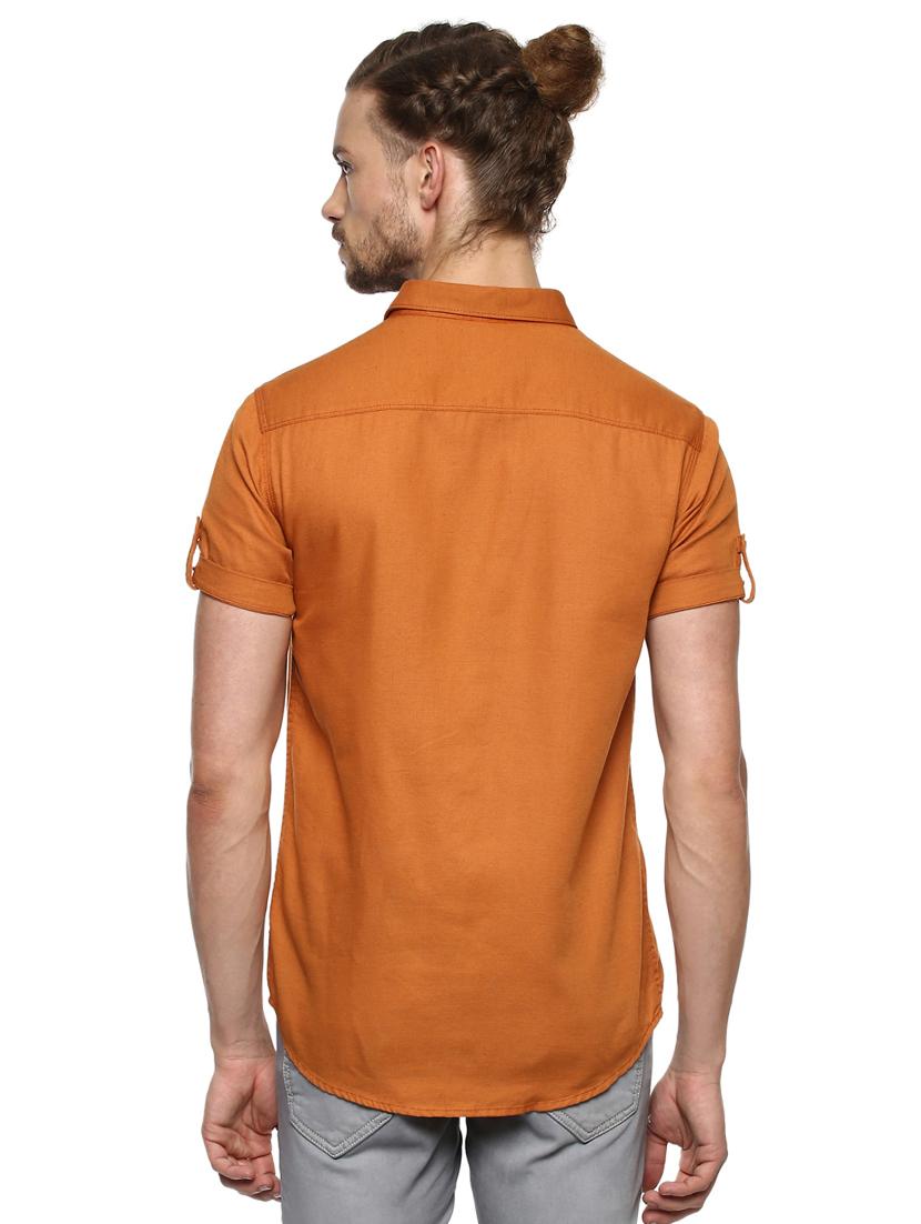 orange solid casual shirt - 15772875 - Standard Image - 2