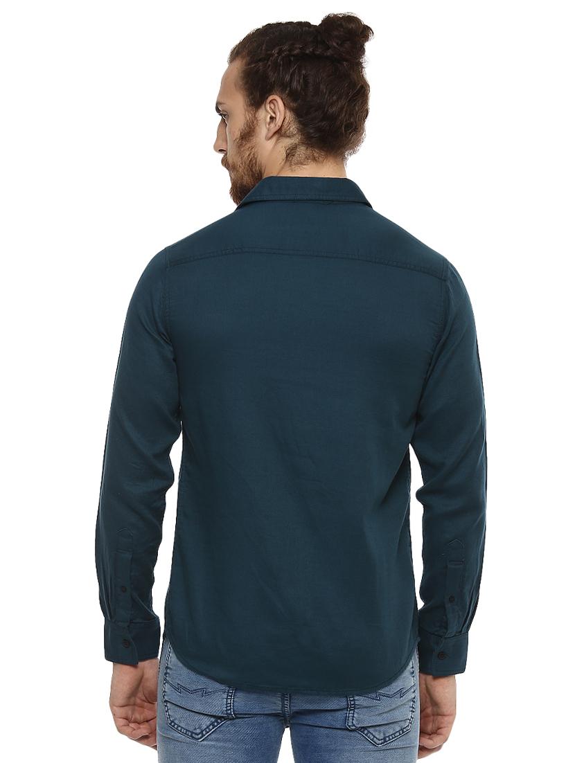 blue solid casual shirt - 15772881 - Standard Image - 2