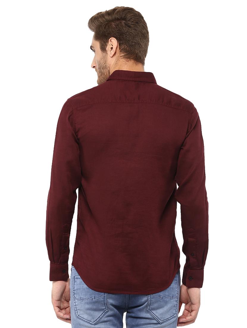 maroon solid casual shirt - 15772883 - Standard Image - 2