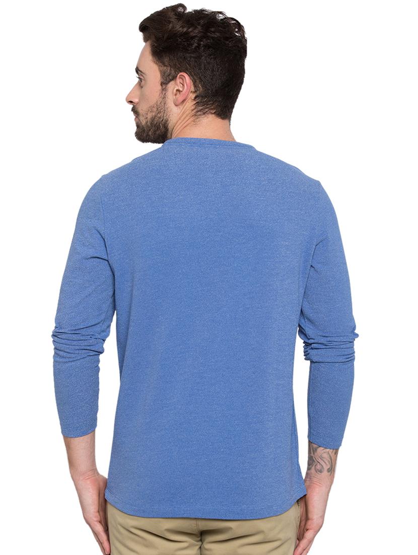 solid blue henley neck t-shirt - 15772884 - Standard Image - 2