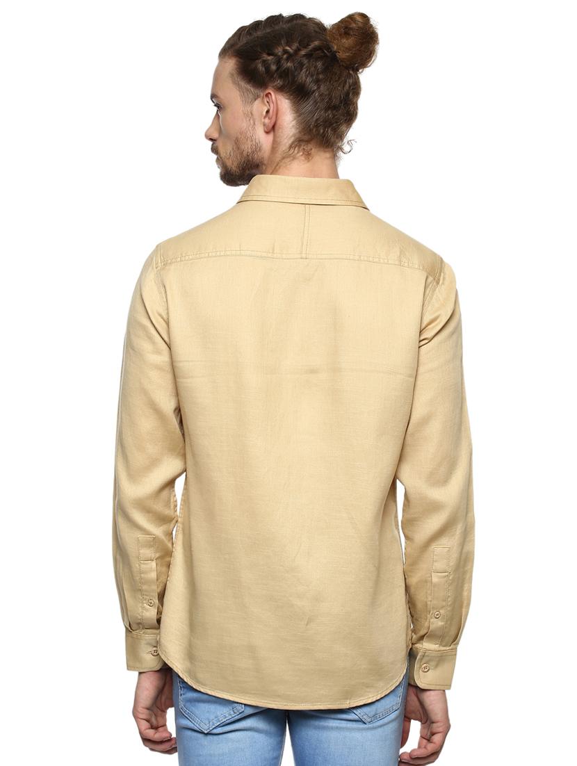 beige solid casual shirt - 15772885 - Standard Image - 2