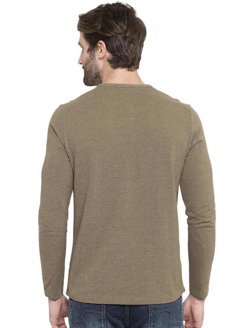 solid green henley neck t-shirt - 15772886 - Standard Image - 2
