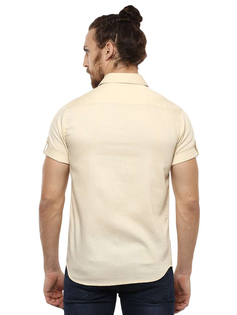 beige solid casual shirt - 15772898 -  Standard Image - 2