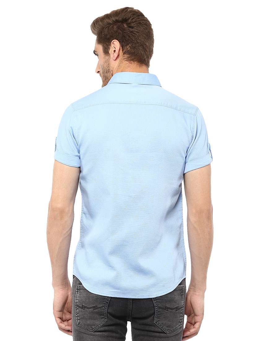 blue solid casual shirt - 15772900 -  Standard Image - 2