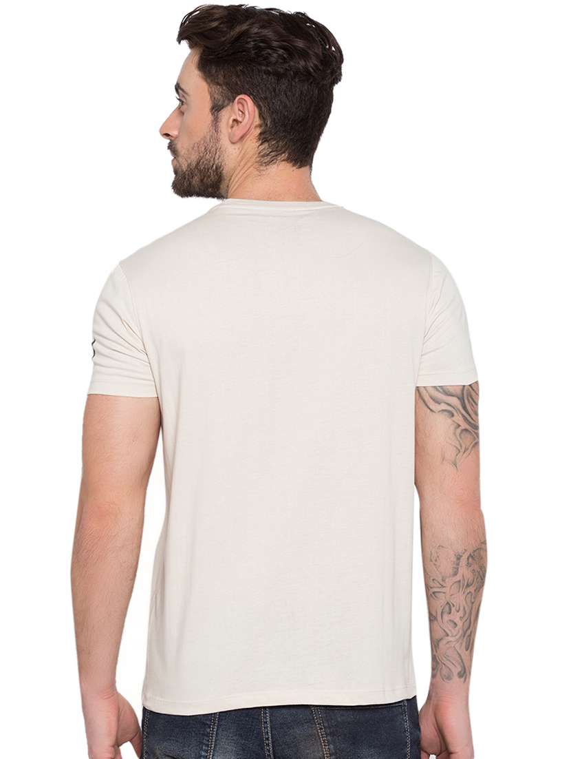 beige typographic chest print t-shirt - 15772907 -  Standard Image - 2