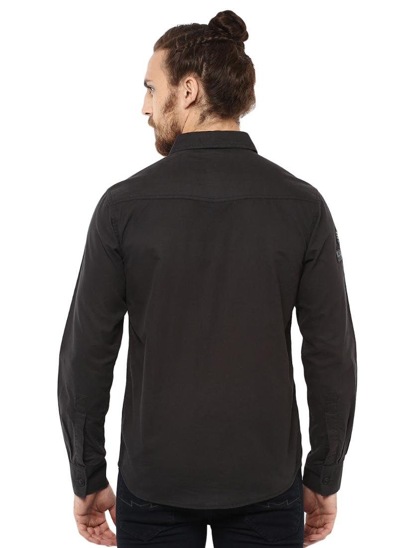 grey solid casual shirt - 15772914 - Standard Image - 2