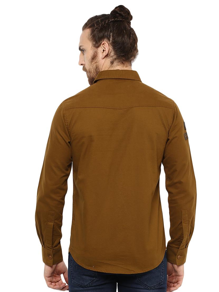 brown solid casual shirt - 15772917 - Standard Image - 2
