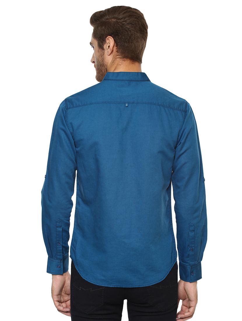 blue solid casual shirt - 15772919 - Standard Image - 2
