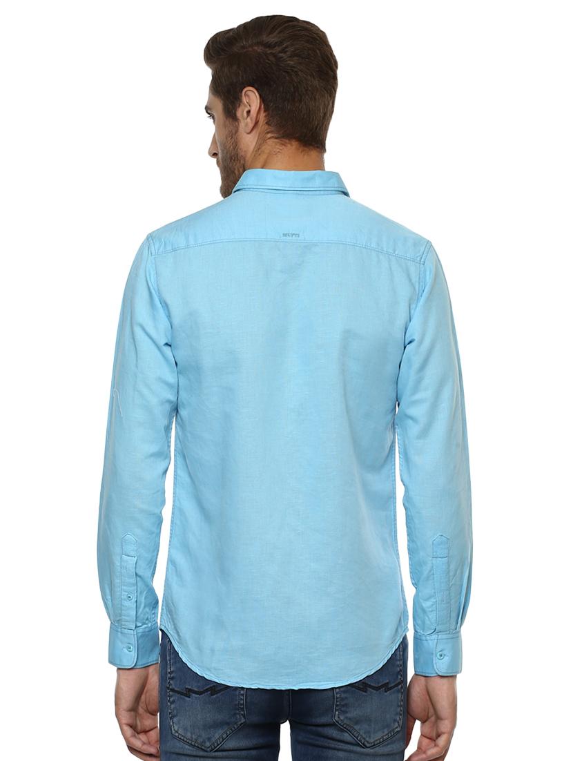 blue solid casual shirt - 15772924 - Standard Image - 2