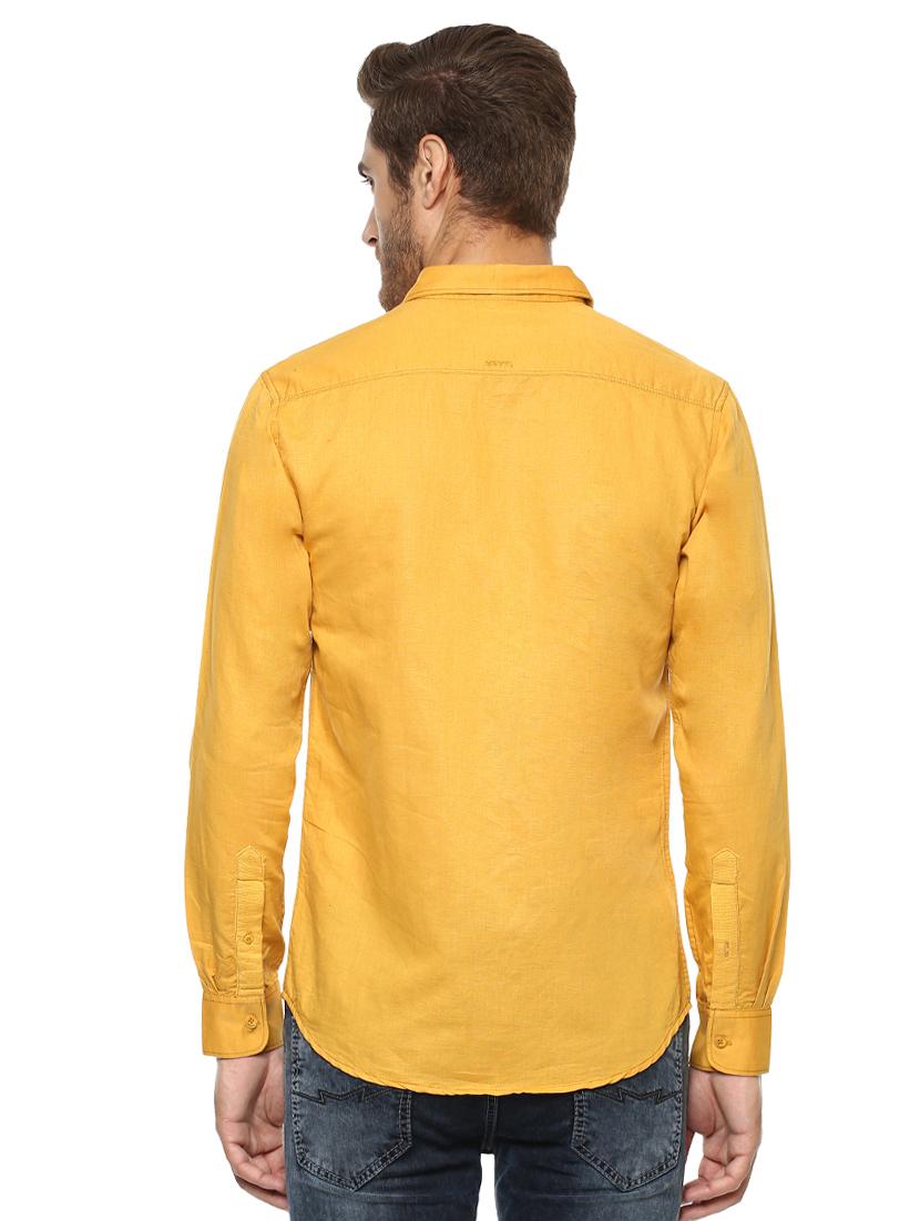yellow solid casual shirt - 15772926 - Standard Image - 2