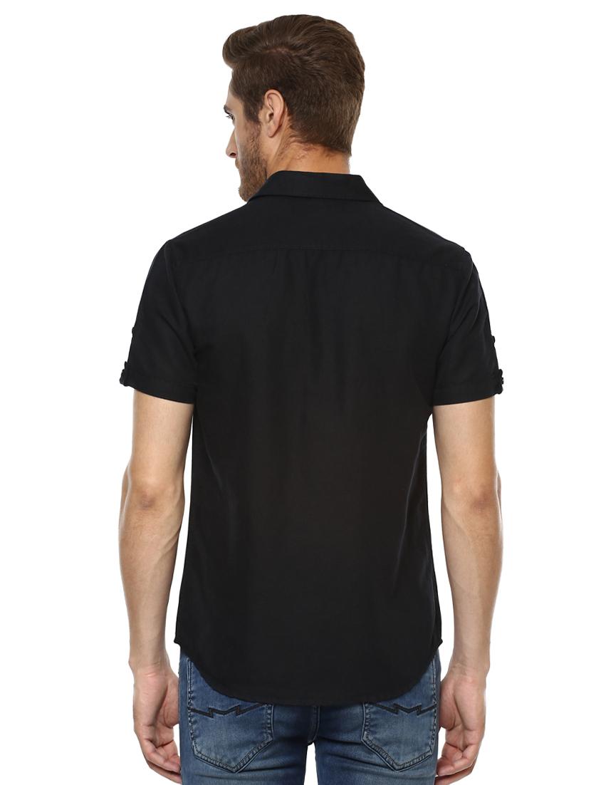 black solid casual shirt - 15772928 - Standard Image - 2