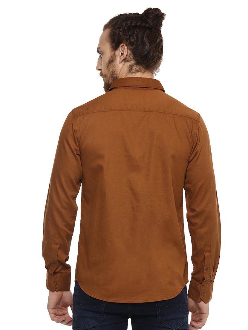 brown solid casual shirt - 15772941 - Standard Image - 2
