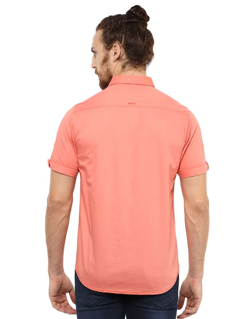 peach solid casual shirt - 15772945 - Standard Image - 2