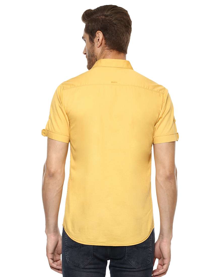 yellow solid casual shirt - 15772947 - Standard Image - 2
