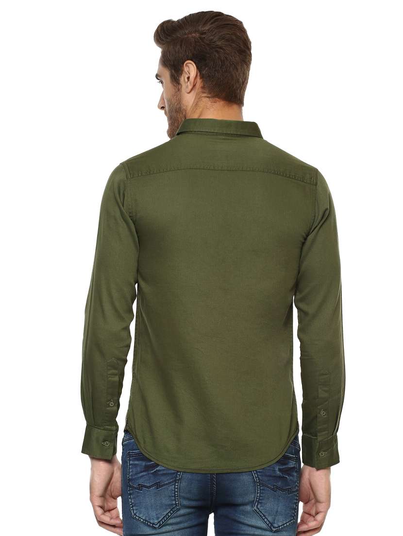 green solid casual shirt - 15772954 - Standard Image - 2