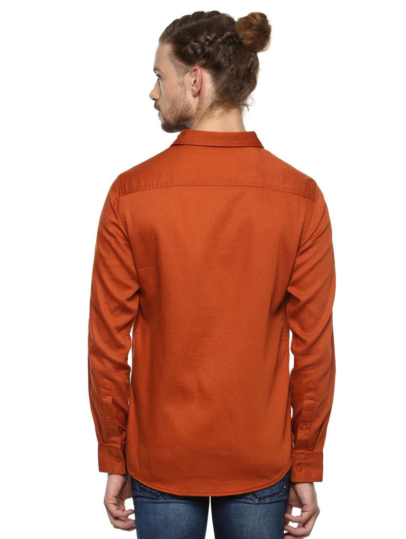 orange solid casual shirt - 15772956 - Standard Image - 2