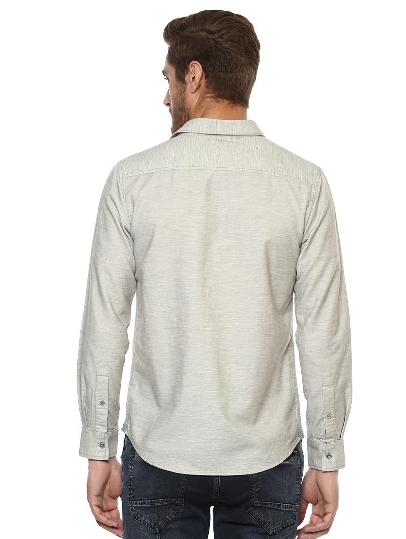 grey solid casual shirt - 15772968 - Standard Image - 2
