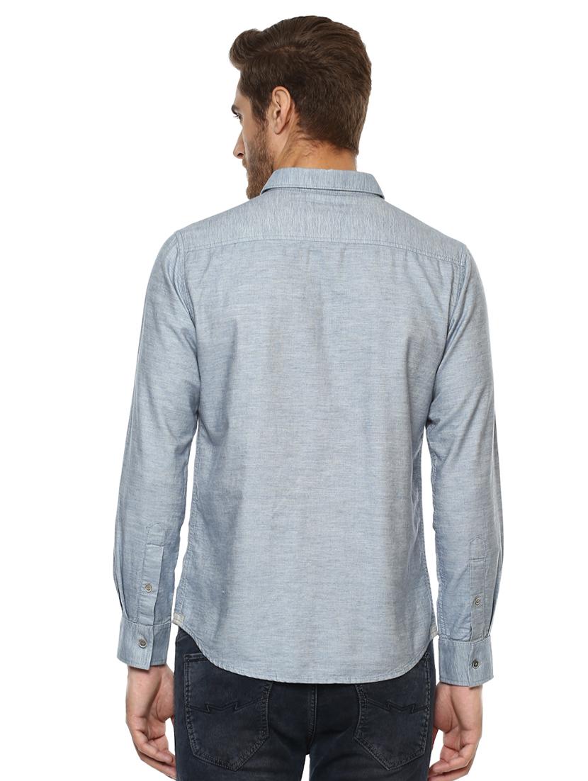 blue solid casual shirt - 15772971 - Standard Image - 2