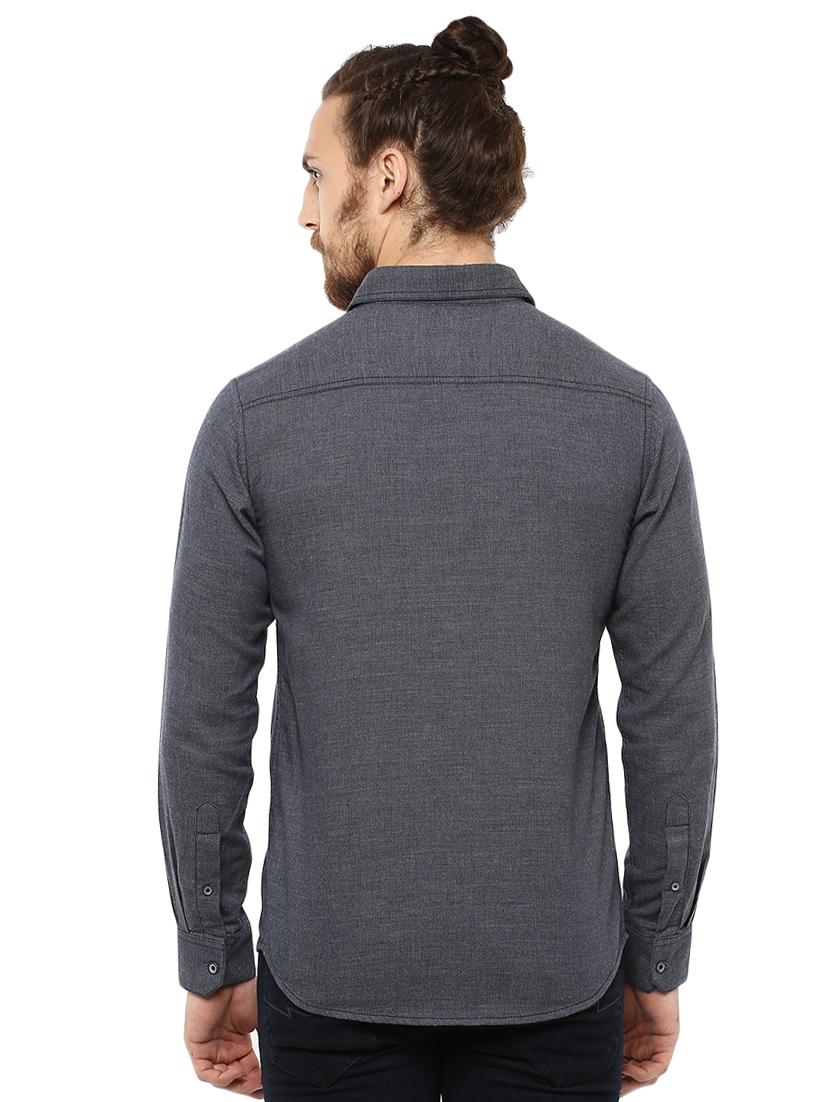 blue solid casual shirt - 15772973 - Standard Image - 2