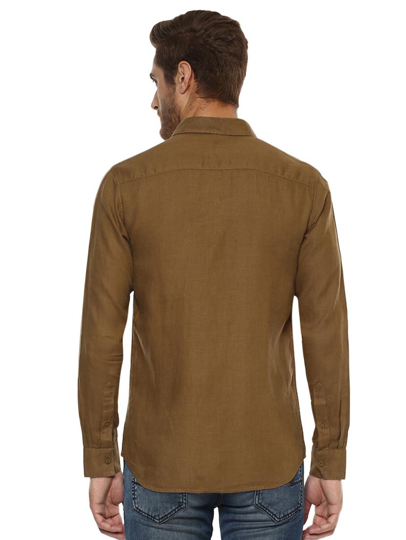 brown solid casual shirt - 15772982 - Standard Image - 2
