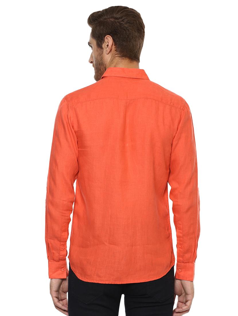 orange solid casual shirt - 15772993 - Standard Image - 2