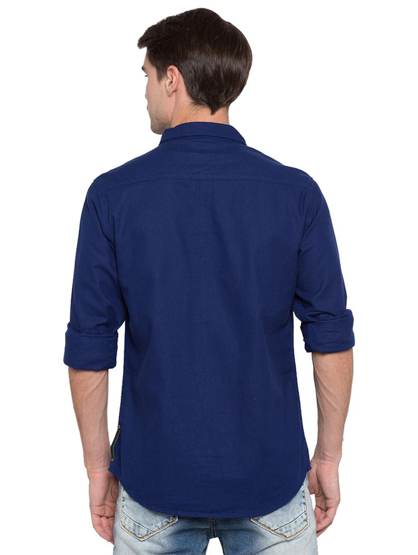 blue solid casual shirt - 15773045 - Standard Image - 2